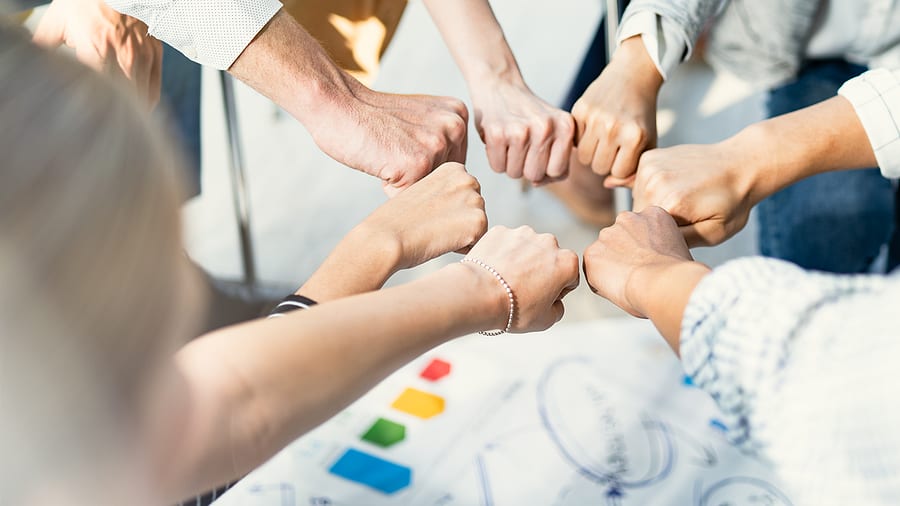 Hand For Work Together Concept, Hand Stack For Business And Serv